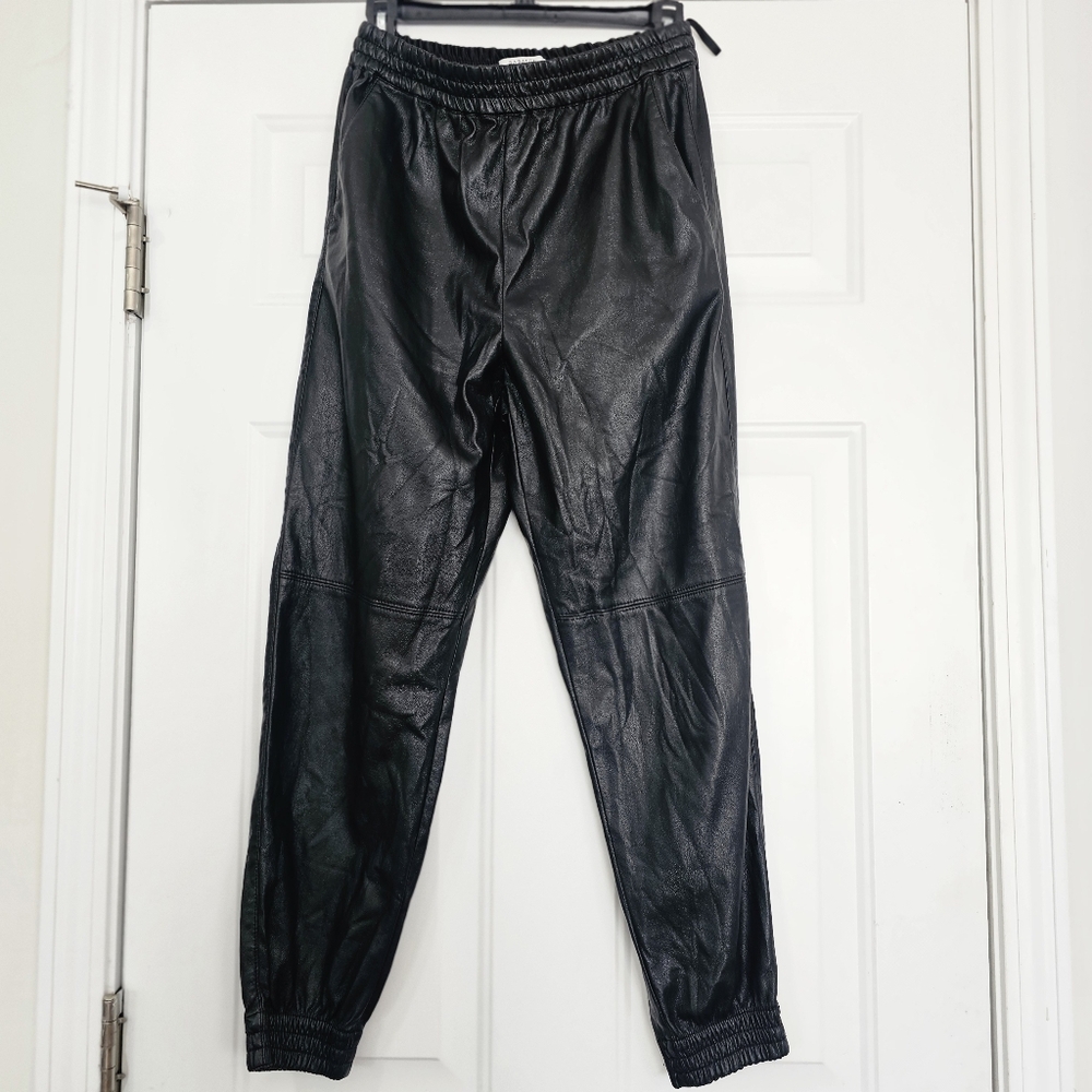 Aritzia Babaton Faux Leather Pants Womens Size 6 Black Ankle